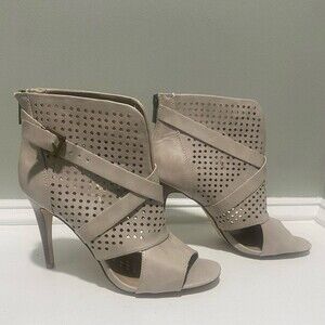 Bumper Gray Stiletto Heel High Ankle Booties-size 9